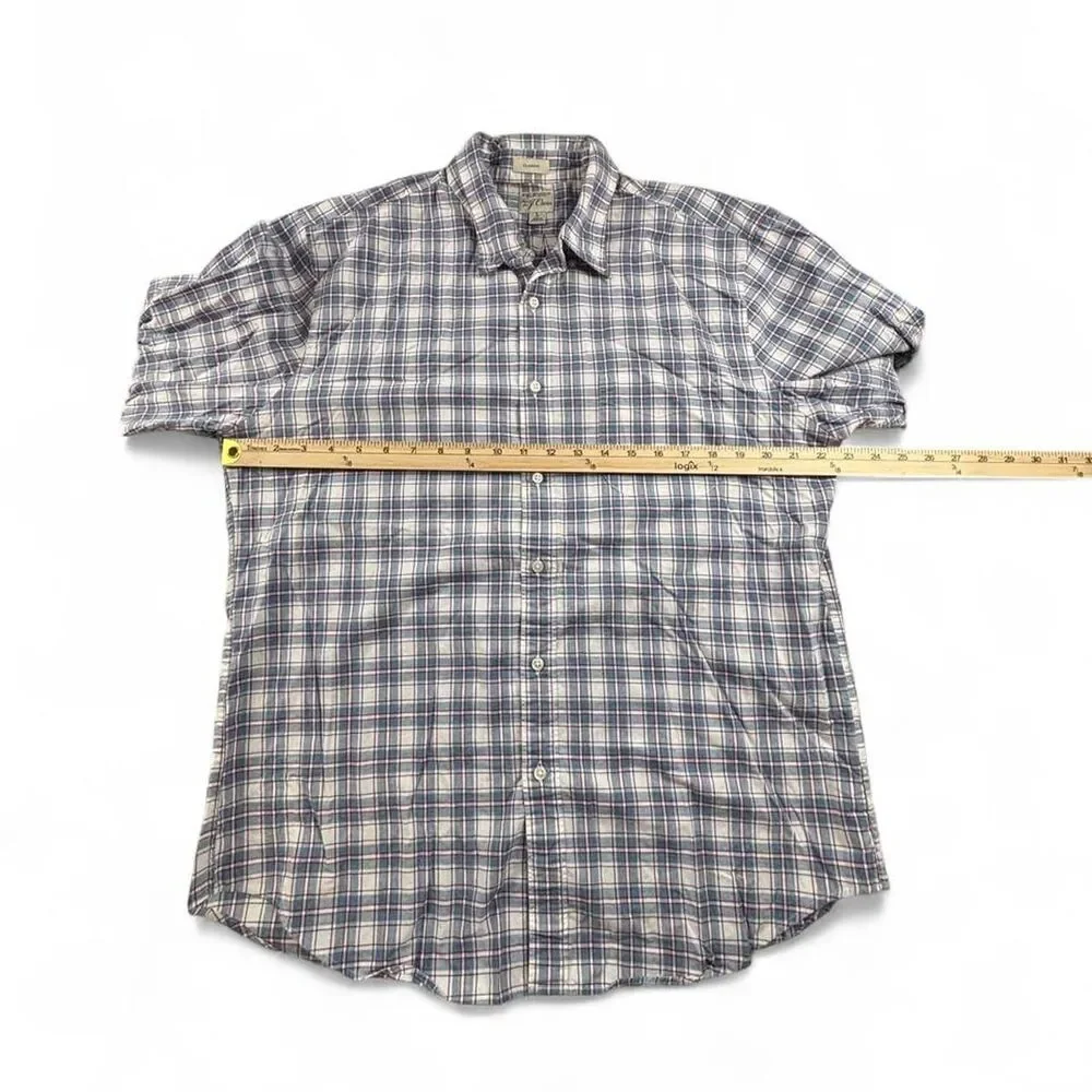 J.Crew Plaid Button Up Shirt Men’s L Blue Cotton Casual Preppy